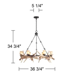 Franklin Iron Works Antler Lodge Black Chandelier 36 3/4" Wide Farmhouse Rustic Antler Deer Horn 6-Light LED Fixture For Dining Room Kitchen Island -Home Decor Shop GUEST 5adb9413 833a 4aa9 a97b 26923e9bc97e