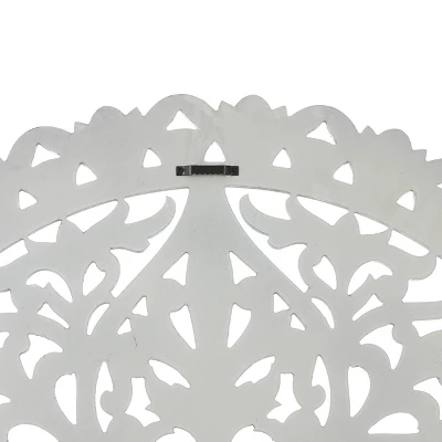 LuxenHome Distressed White Wood Flower Mandala 31.5" Round Wall Decor 7 LuxenHome Distressed White Wood Flower Mandala 31.5" Round Wall Decor - Image 5
