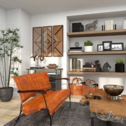 Set Of 3 Wood Geometric Slatted Wood Design Wall Decors Brown - Olivia & May -Home Decor Shop GUEST 5b2eea11 abc9 4326 8629 099e14577a8e