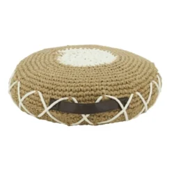 Saro Lifestyle Handle Design Woven Floor Pouf