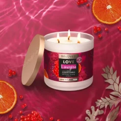 Beloved Love & Energize Red Ginger, Ginseng & Citrus 3-Wick Vegan Candle - 15oz -Home Decor Shop GUEST 5c0ef0b8 54dc 4e3f bca3 f35abf29929a