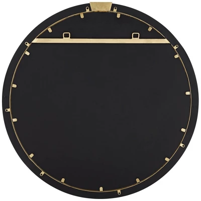 Noble Park Kensington Round Vanity Wall Mirror Modern Glam Black Gold Wood Frame 32" Wide Bathroom Bedroom Living Room Home House Office 7 Noble Park Kensington Round Vanity Wall Mirror Modern Glam Black Gold Wood Frame 32" Wide Bathroom Bedroom Living Room Home House Office - Image 5