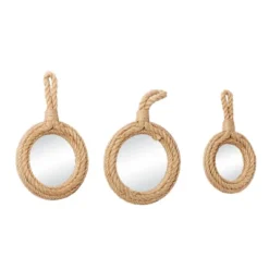 Jute Wall Mirror With Rope Accents Set Of 3 Brown - Olivia & May -Home Decor Shop GUEST 5cd1dc2c ffe3 44cf b5e2 d131e1a2198e