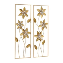 Set Of 2 Iron Metal Floral Wall Decors With Gold Frame - Olivia & May -Home Decor Shop GUEST 5d1f8504 c38f 47f8 8600 1baa1169f78e