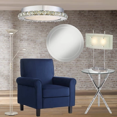 Possini Euro Design Charles Street Modern Desk Lamp 23" High Chrome Satin Nickel Frosted Slump Glass Shade For Bedroom Living Room Bedside Nightstand 10 Possini Euro Design Charles Street Modern Desk Lamp 23" High Chrome Satin Nickel Frosted Slump Glass Shade For Bedroom Living Room Bedside Nightstand - Image 8