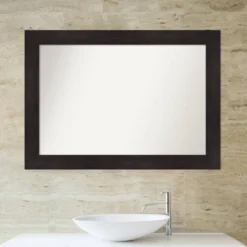 42" X 30" Non-Beveled Furniture Bathroom Wall Mirror Espresso Brown - Amanti Art -Home Decor Shop GUEST 5d57cf21 c22e 4805 901f fe2ac2eb262b