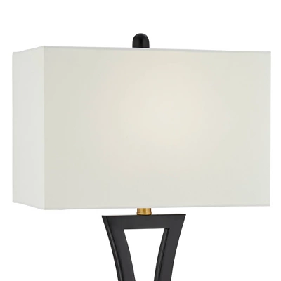 360 Lighting Roxie Modern Table Lamps 31" Tall Set Of 2 Black Metal With USB Charging Port White Rectangular Shade For Bedroom Living Room Bedside 9 360 Lighting Roxie Modern Table Lamps 31" Tall Set Of 2 Black Metal With USB Charging Port White Rectangular Shade For Bedroom Living Room Bedside - Image 7