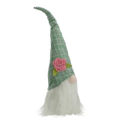 Northlight 20" Green And White Plaid Spring And Easter Gnome Head Table Top Decor 4 Northlight 20" Green And White Plaid Spring And Easter Gnome Head Table Top Decor - Image 2