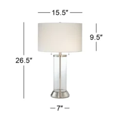 Possini Euro Design Fritz Modern Table Lamps 26 1/2" High Set Of 2 Silver Clear Glass With USB And AC Power Outlet In Base Drum Shade For Bedroom Desk 17 Possini Euro Design Fritz Modern Table Lamps 26 1/2" High Set Of 2 Silver Clear Glass With USB And AC Power Outlet In Base Drum Shade For Bedroom Desk -Home Decor Shop GUEST 6119309c 0f87 4af7 ae8c 63aeb091be4f