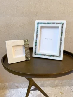 Rainbow Mother Of Pearl White Marble Picture Frame, 5x7 - Anaya