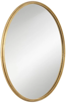 Uttermost Trebuchet Round Vanity Decorative Wall Mirror Modern Metallic Gold Leaf Frame 34" Wide For Bathroom Bedroom Living Room Home Office Entryway 6 Uttermost Trebuchet Round Vanity Decorative Wall Mirror Modern Metallic Gold Leaf Frame 34" Wide For Bathroom Bedroom Living Room Home Office Entryway - Image 4