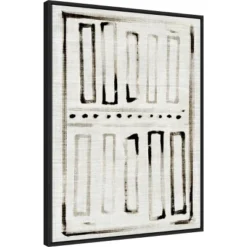 22" X 30" Batik Block Flag I By Jennifer Paxton Parker Framed Canvas Wall Art Black - Amanti Art