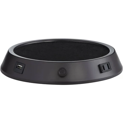 360 Lighting Modern Table Lamp With Dimmable USB And Outlet Workstation Base 24.5" High Bronze Tan Fabric Cylinder For Living Room Desk Bedroom 4 360 Lighting Modern Table Lamp With Dimmable USB And Outlet Workstation Base 24.5" High Bronze Tan Fabric Cylinder For Living Room Desk Bedroom - Image 2