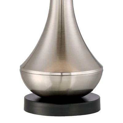 360 Lighting Simon Modern Table Lamps 25 1/2" High Set Of 2 Brushed Nickel With USB Charging Port Ivory Linen Shade For Bedroom Living Room House Desk 5 360 Lighting Simon Modern Table Lamps 25 1/2" High Set Of 2 Brushed Nickel With USB Charging Port Ivory Linen Shade For Bedroom Living Room House Desk - Image 3