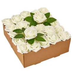 RCZ Décor Artificial Foam Roses For Decoration, Attractive Fake Flowers For DIY Wedding Centerpieces, Includes: 50 Roses With Stems And 20 Leaves -Home Decor Shop GUEST 664f90fe ff34 4d18 968b 7588aacaaecf
