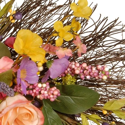 National Tree Company 24" Spring Wildflower Wreath 4 National Tree Company 24" Spring Wildflower Wreath - Image 2