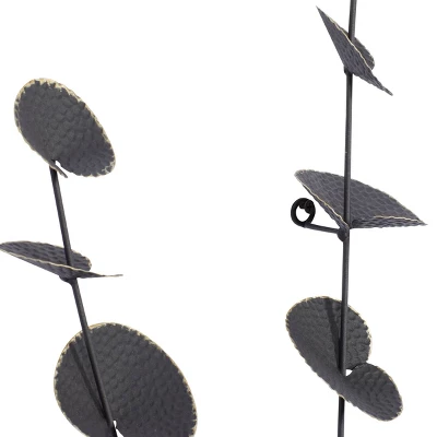 Metal Floral Wall Decor Black - Olivia & May 5 Metal Floral Wall Decor Black - Olivia & May - Image 3