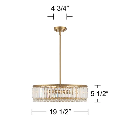 Stiffel Soft Gold Drum Pendant Chandelier 20 1/4" Wide Modern Clear Crystal 5-Light Fixture For Dining Room House Foyer Entryway 9 Stiffel Soft Gold Drum Pendant Chandelier 20 1/4" Wide Modern Clear Crystal 5-Light Fixture For Dining Room House Foyer Entryway - Image 7