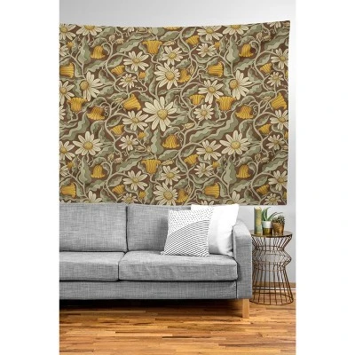 Sewzinski Retro Flowers On Brown Tapestry - Society6 3 Sewzinski Retro Flowers On Brown Tapestry - Society6
