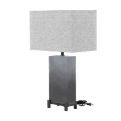 Polystone Table Lamp With Square Shade Gray - Olivia & May -Home Decor Shop GUEST 6ba907ea 5d2a 4b57 82f2 ff176e9efc00