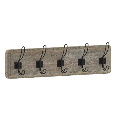 Emma And Oliver Rustic Wall Hanging Storage Rack With 5 Hooks For Entryway, Kitchen, Bathroom And More 15 Emma And Oliver Rustic Wall Hanging Storage Rack With 5 Hooks For Entryway, Kitchen, Bathroom And More - Image 13