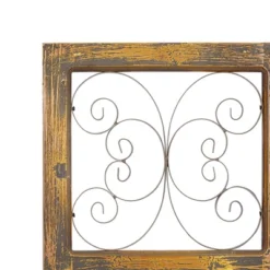 36" X 14" Wood Scroll Window Inspired Wall Decor With Metal Scrollwork Relief Brown - Olivia & May -Home Decor Shop GUEST 6c7f8400 16cd 4c48 849d de14efe80ad0