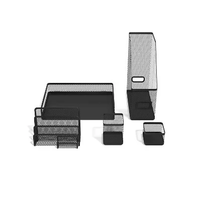 HITOUCH BUSINESS SERVICES 5 Piece Wire Mesh Organizer Set Matte Black TR57540-CC 4 HITOUCH BUSINESS SERVICES 5 Piece Wire Mesh Organizer Set Matte Black TR57540-CC - Image 2