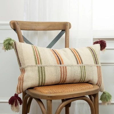 14"x26" Oversized Off-Set Striped Lumbar Throw Pillow Cover Light Beige - Rizzy Home 6 14"x26" Oversized Off-Set Striped Lumbar Throw Pillow Cover Light Beige - Rizzy Home - Image 4