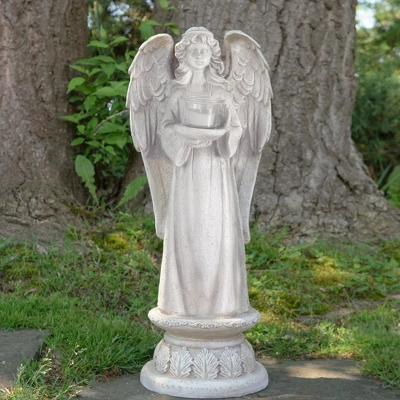 Northlight 22.5" Standing Religious Angel With Bird Bath Votive Candle Holder Outdoor Patio Garden Statue - Gray 3 Northlight 22.5" Standing Religious Angel With Bird Bath Votive Candle Holder Outdoor Patio Garden Statue - Gray
