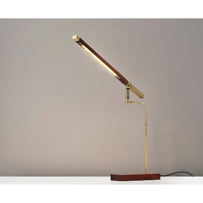 LED Barrett Desk Lamp Walnut/Brass (Includes LED Light Bulb) - Adesso 5 LED Barrett Desk Lamp Walnut/Brass (Includes LED Light Bulb) - Adesso - Image 3