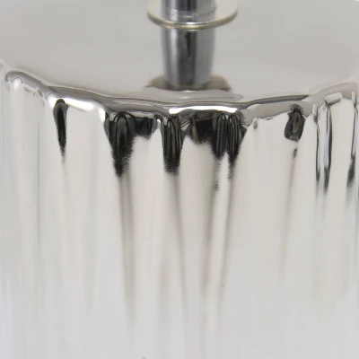 11.61" Tall Ruffled Capsule Bedside Table Desk Lamp With White Drum Fabric Shade Silver - Simple Designs 9 11.61" Tall Ruffled Capsule Bedside Table Desk Lamp With White Drum Fabric Shade Silver - Simple Designs - Image 7