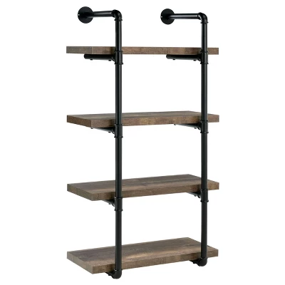 24" Elmcrest 4 Shelf Wall Bookcase With Black Frame - Coaster 14 24" Elmcrest 4 Shelf Wall Bookcase With Black Frame - Coaster - Image 12