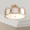 Barnes And Ivy Francis Mid Century Modern Ceiling Light Semi Flush Mount Fixture 18 1/4" Wide Gold 3-Light White Fabric Drum Shade For Bedroom Kitchen -Home Decor Shop GUEST 705c206f 0998 4f3b be98 93c2d46ce343