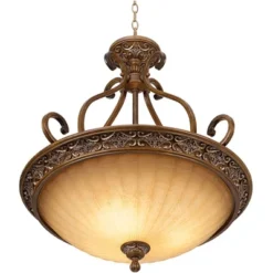 Kathy Ireland Sterling Estate Golden Bronze Pendant Chandelier 26 1/2" Wide Rustic Champagne Bowl Shade 3-Light Fixture For Dining Room Kitchen Island -Home Decor Shop GUEST 706706a2 27d1 4081 976d a8f40b5ff410