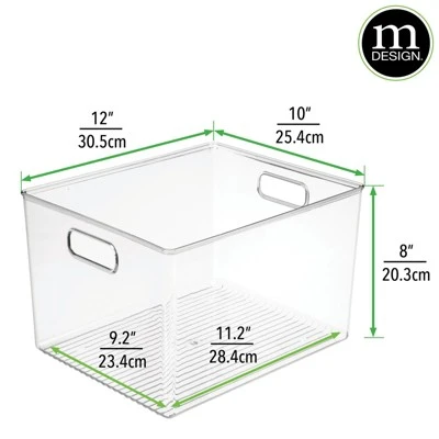 MDesign Plastic Storage Bin With Handles For Home Office - Clear 8 MDesign Plastic Storage Bin With Handles For Home Office - Clear - Image 6