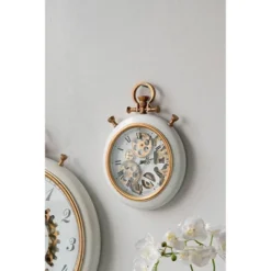 11" Roman Numeral Round Wall Clock White Gold - A&B Home -Home Decor Shop GUEST 722f478b f289 43fd 85df 13eb12d0200a