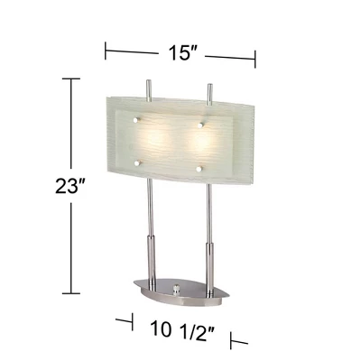 Possini Euro Design Charles Street Modern Desk Lamp 23" High Chrome Satin Nickel Frosted Slump Glass Shade For Bedroom Living Room Bedside Nightstand 7 Possini Euro Design Charles Street Modern Desk Lamp 23" High Chrome Satin Nickel Frosted Slump Glass Shade For Bedroom Living Room Bedside Nightstand - Image 5
