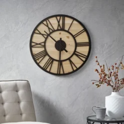23.6" Mason Wood Wall Clock Natural/Black - Madison Park 15 23.6" Mason Wood Wall Clock Natural/Black - Madison Park -Home Decor Shop GUEST 73b2492c 7dc8 47c3 b12c 264a3d84be0c