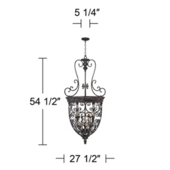 Franklin Iron Works French Scroll Rubbed Bronze Chandelier 27 1/2" Wide Rustic 12-Light Fixture For Dining Room House Kitchen Island Entryway Bedroom -Home Decor Shop GUEST 73c670cb bdb1 4efe 84fa 08f948b3ab66
