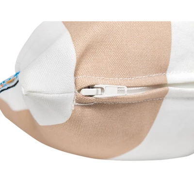 Set Of 2 Striped All-Weather Outdoor Throw Pillow Champagne/White - Blue Wave 4 Set Of 2 Striped All-Weather Outdoor Throw Pillow Champagne/White - Blue Wave - Image 2