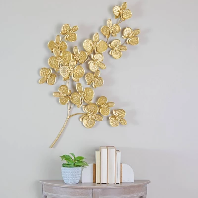 Metal Floral Orchid Wall Decor With Stem Gold - CosmoLiving By Cosmopolitan 6 Metal Floral Orchid Wall Decor With Stem Gold - CosmoLiving By Cosmopolitan - Image 4