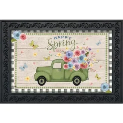 Happy Spring Pickup Truck Floral Doormat Indoor Outdoor 30" X 18" Briarwood Lane