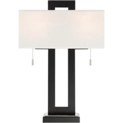 360 Lighting Neil Modern Rustic Table Lamp 26" High Black Metal With USB Charging Port White Rectangular Shade For Bedroom Living Room Bedside Desk 16 360 Lighting Neil Modern Rustic Table Lamp 26" High Black Metal With USB Charging Port White Rectangular Shade For Bedroom Living Room Bedside Desk -Home Decor Shop GUEST 7684b29a 9dc3 44bb afdd 20a3328b68f1