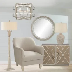 Barnes And Ivy Woodway Modern Farmhouse Ceiling Light Flush Mount Fixture 15 3/4" Wide Brushed Nickel Wood Grain 4-Light For Bedroom Living Room House -Home Decor Shop GUEST 76d2cfbc fb3a 4591 acc3 96e5efdc9945