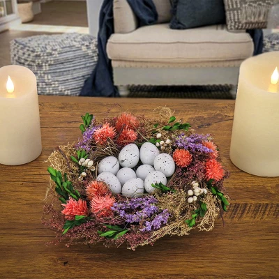 National Tree Company 10" Artificial Floral Bird's Nest Table Decoration, Easter Collection 3 National Tree Company 10" Artificial Floral Bird's Nest Table Decoration, Easter Collection