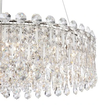 Possini Euro Design Alyssa Chrome Drum Chandelier 23 1/2" Wide Modern Crystal 12-Light LED Fixture For Dining Room Kitchen Island Entryway Bedroom 4 Possini Euro Design Alyssa Chrome Drum Chandelier 23 1/2" Wide Modern Crystal 12-Light LED Fixture For Dining Room Kitchen Island Entryway Bedroom - Image 2