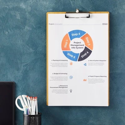 Juvale 4 Pack Extra Large 11x17 Clipboards, Wooden Art Board With Low-Profile Clip And Hook For Classroom And Office 6 Juvale 4 Pack Extra Large 11x17 Clipboards, Wooden Art Board With Low-Profile Clip And Hook For Classroom And Office - Image 4