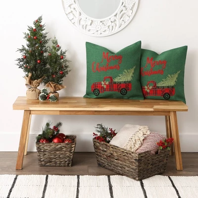 2pk 18"x18" Christmas Truck Embroidered Square Throw Pillow Covers - Design Imports 7 2pk 18"x18" Christmas Truck Embroidered Square Throw Pillow Covers - Design Imports - Image 5