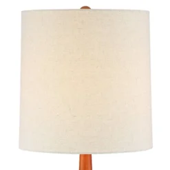 360 Lighting Andi Modern Mid Century Table Lamp 24 1/2" High Hammered Brown Ceramic Red Oak Wood Off White Shade For Bedroom Living Room Bedside Desk -Home Decor Shop GUEST 7c8e59b2 7ff7 4474 ba60 3dd3f6599388