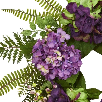 24" Artificial Hydrangea & Berry Wreath Purple - Nearly Natural 3 24" Artificial Hydrangea & Berry Wreath Purple - Nearly Natural